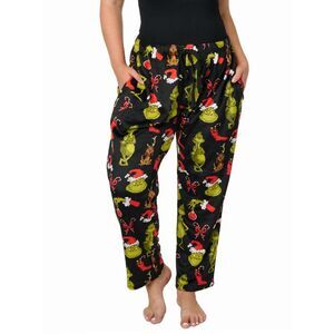 Womens and Women's Plus Dr Seuss Grinch Pajama Pants Plush Christmas Loungewear